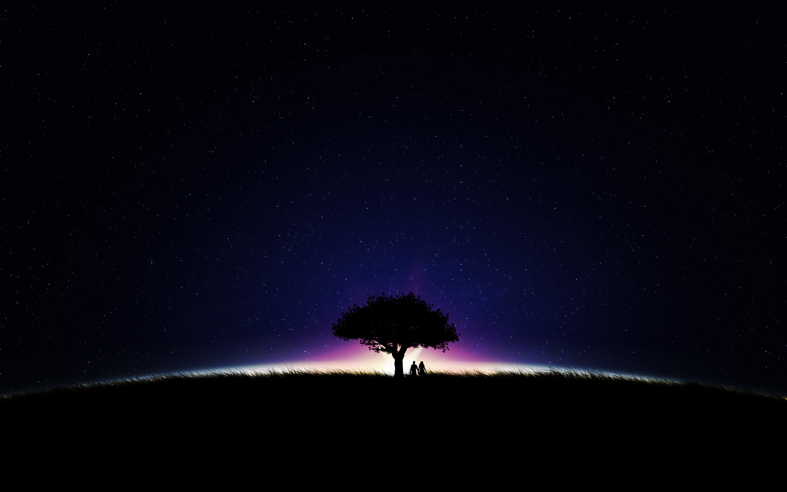 одинокое дерево отражение небо звезды без смс