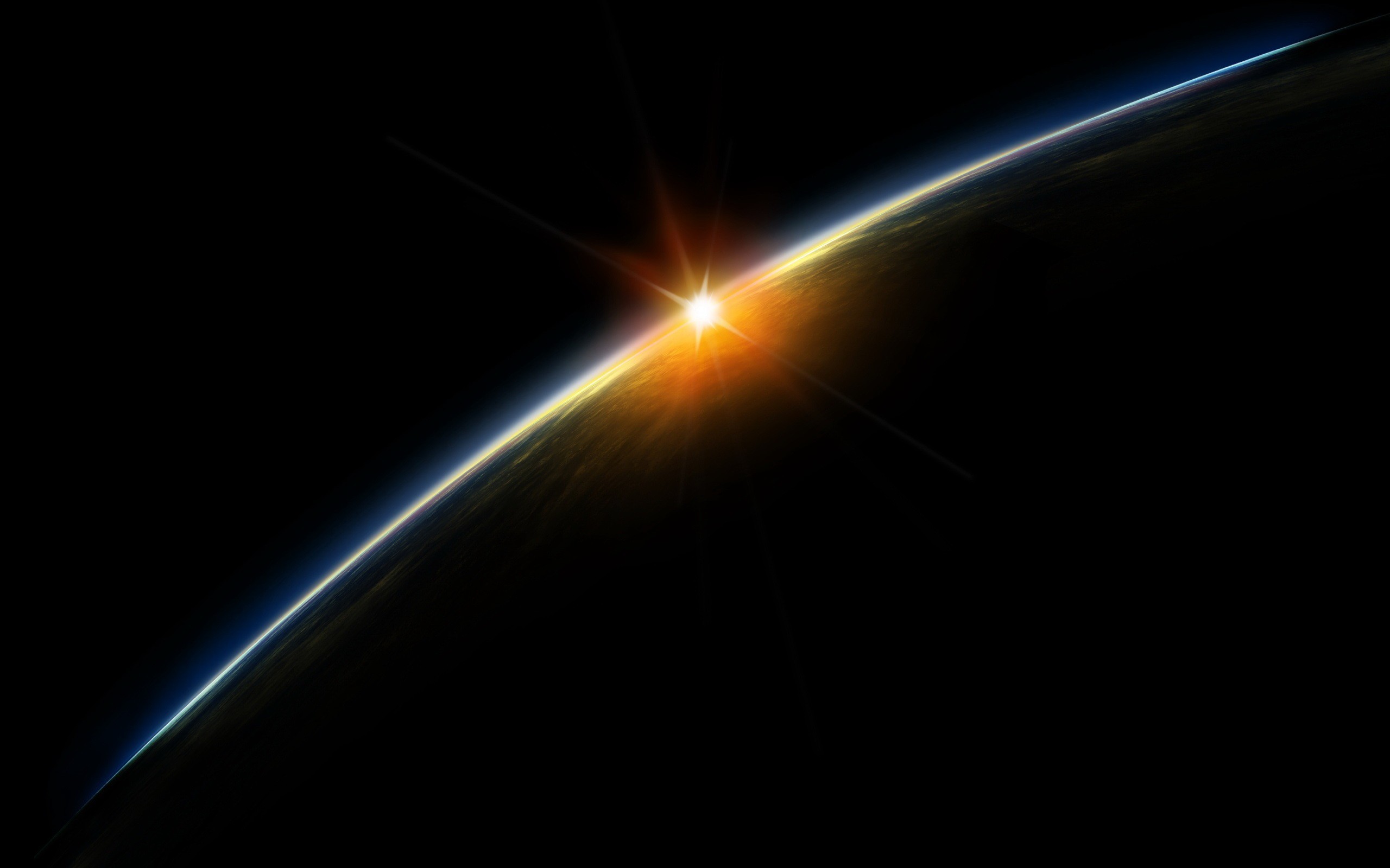Обои Восход солнца над планетой картинки на рабочий стол на тему Космос - скачать без смс