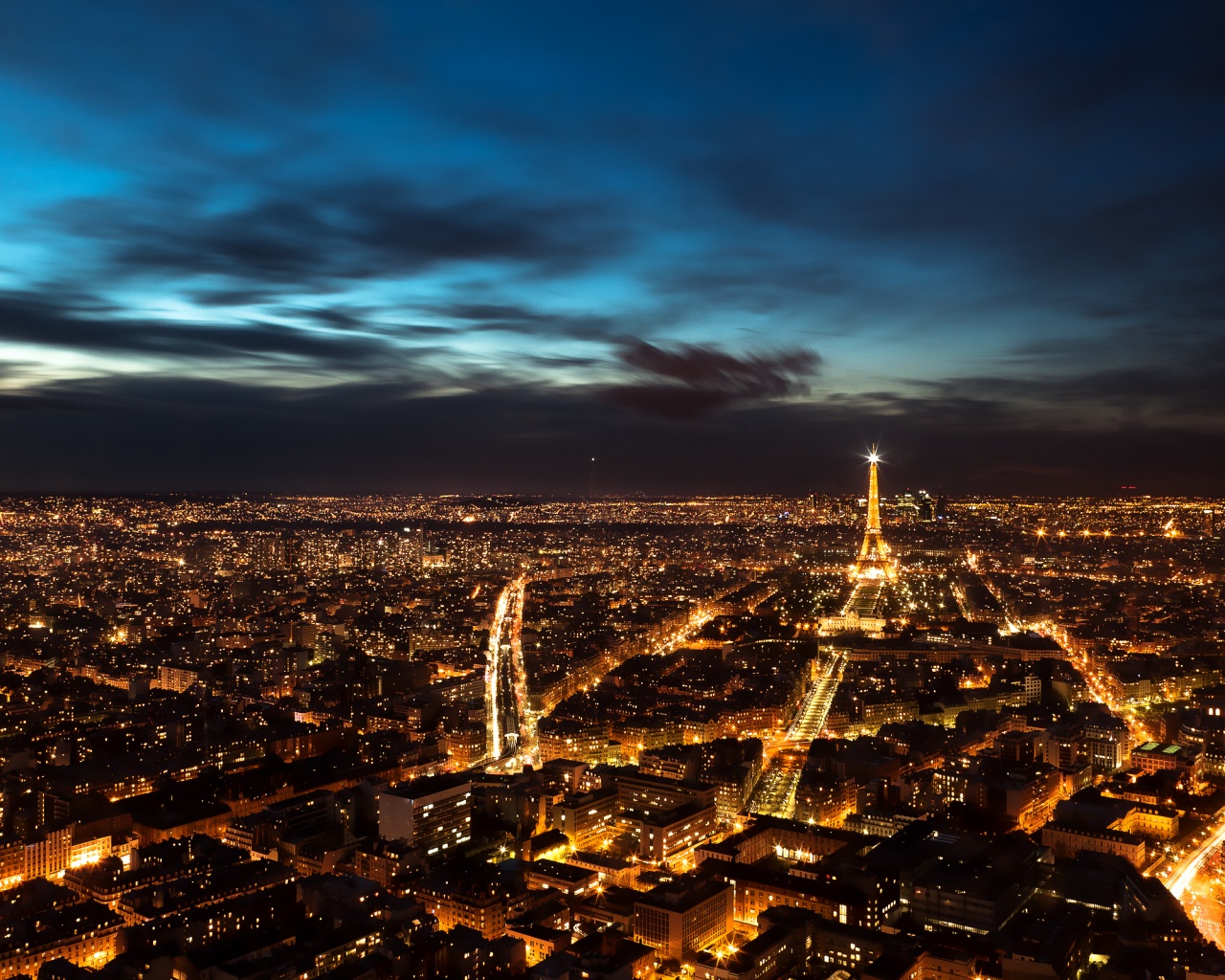 Вид на ночной Париж обои