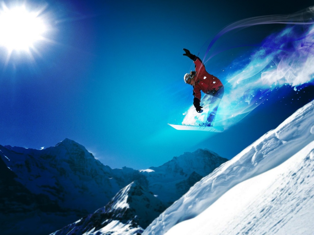 Сноубордист в прыжке обои