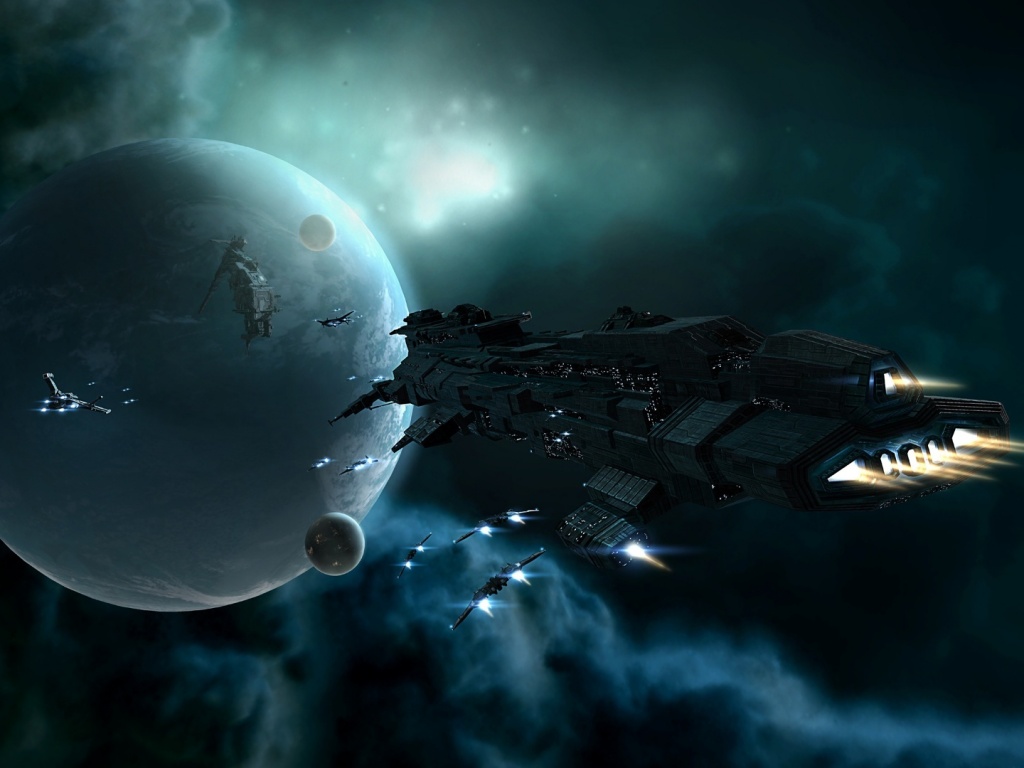 Космический флот атакует планету обои