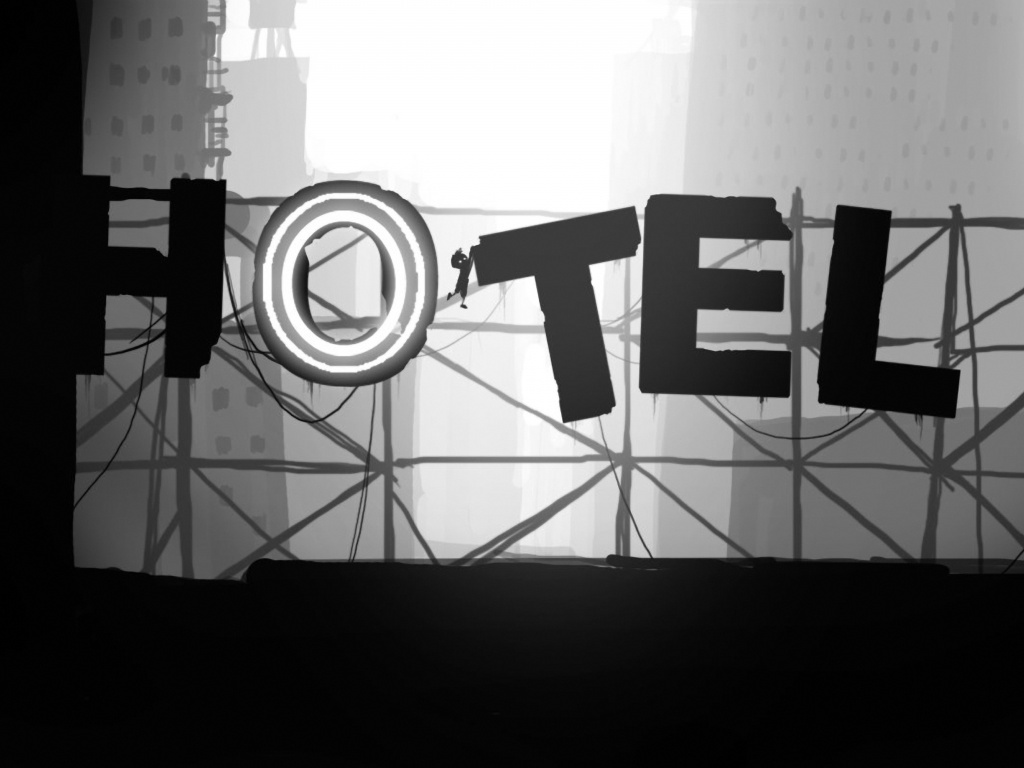 Мальчик из Limbo на вывеске "Hotel" обои
