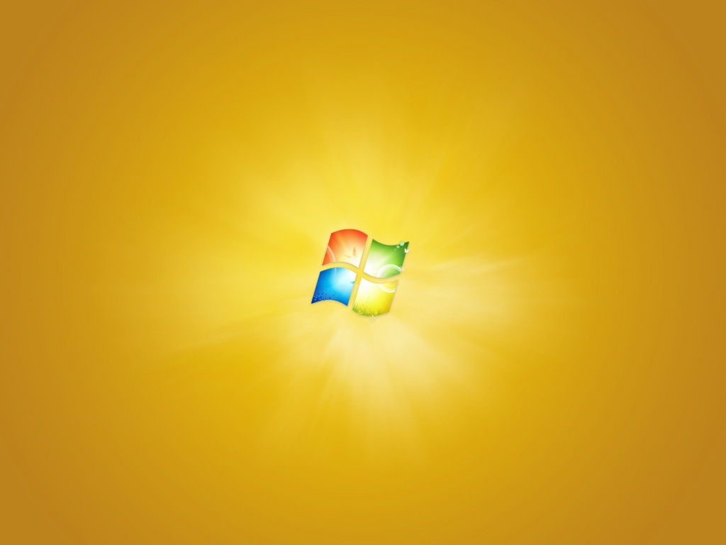 Яркий желтый логотип Windows 7 обои
