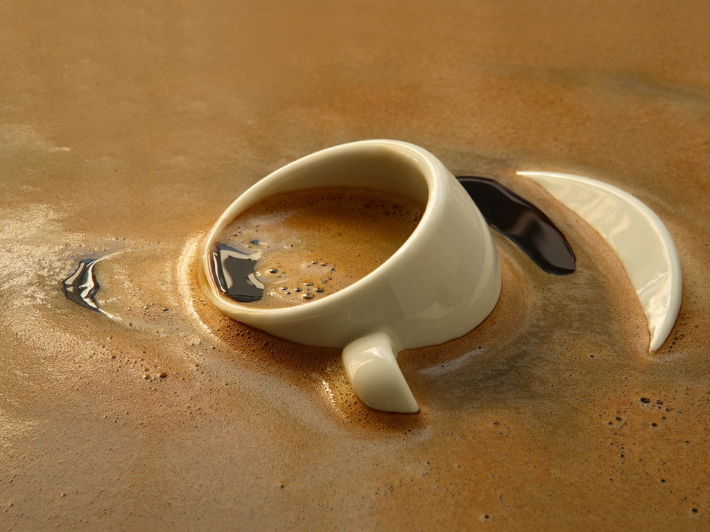 Чашка тонет в кофе обои