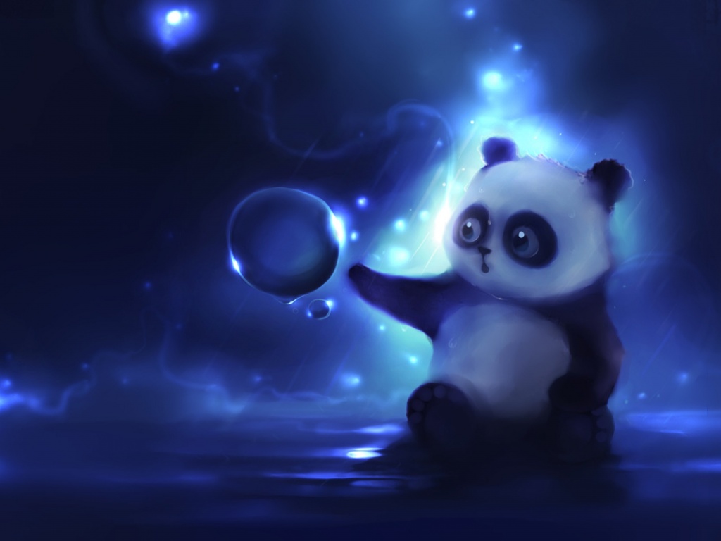 Панда и пузырек обои