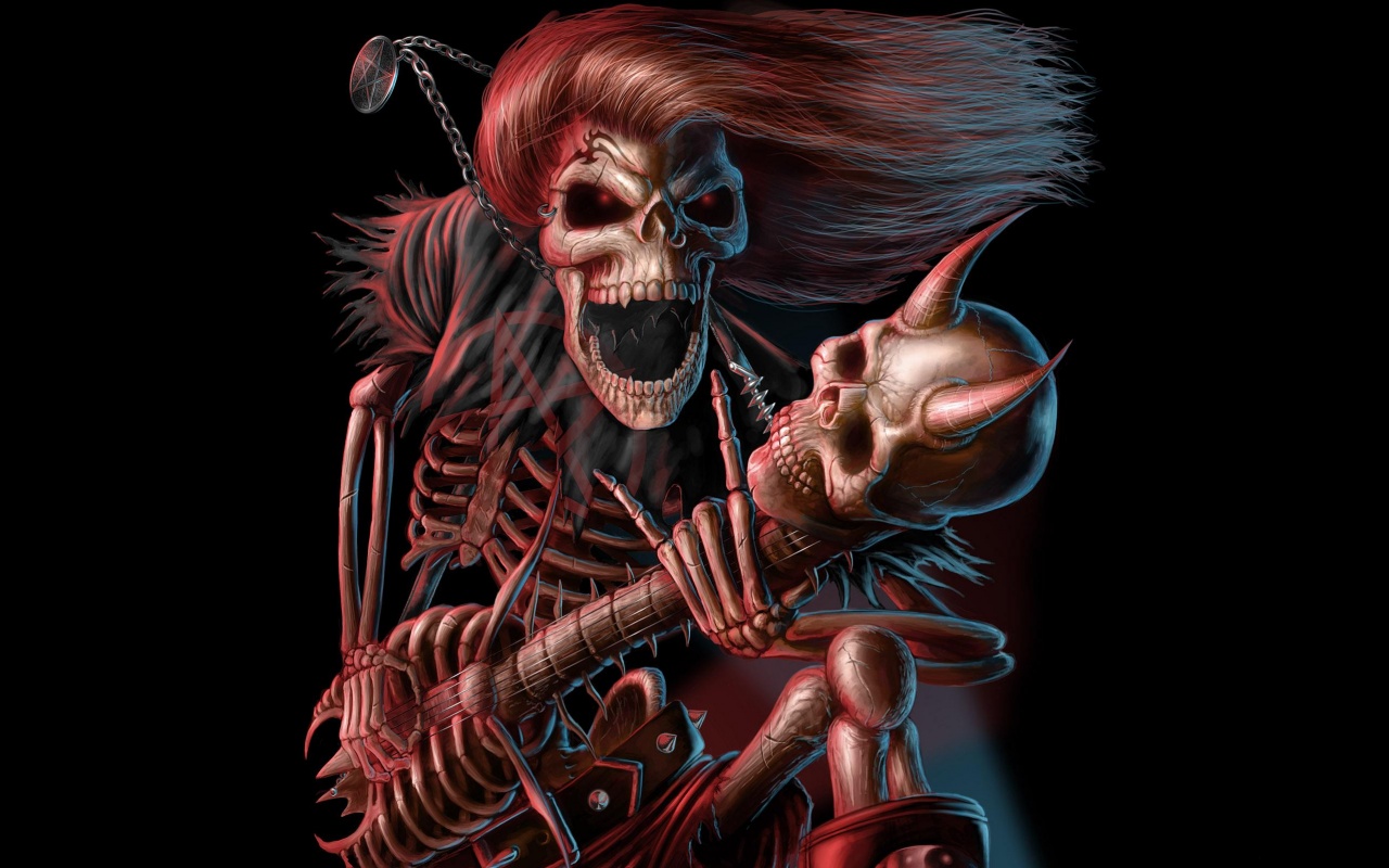 Скелет играет на скелет-гитары обои