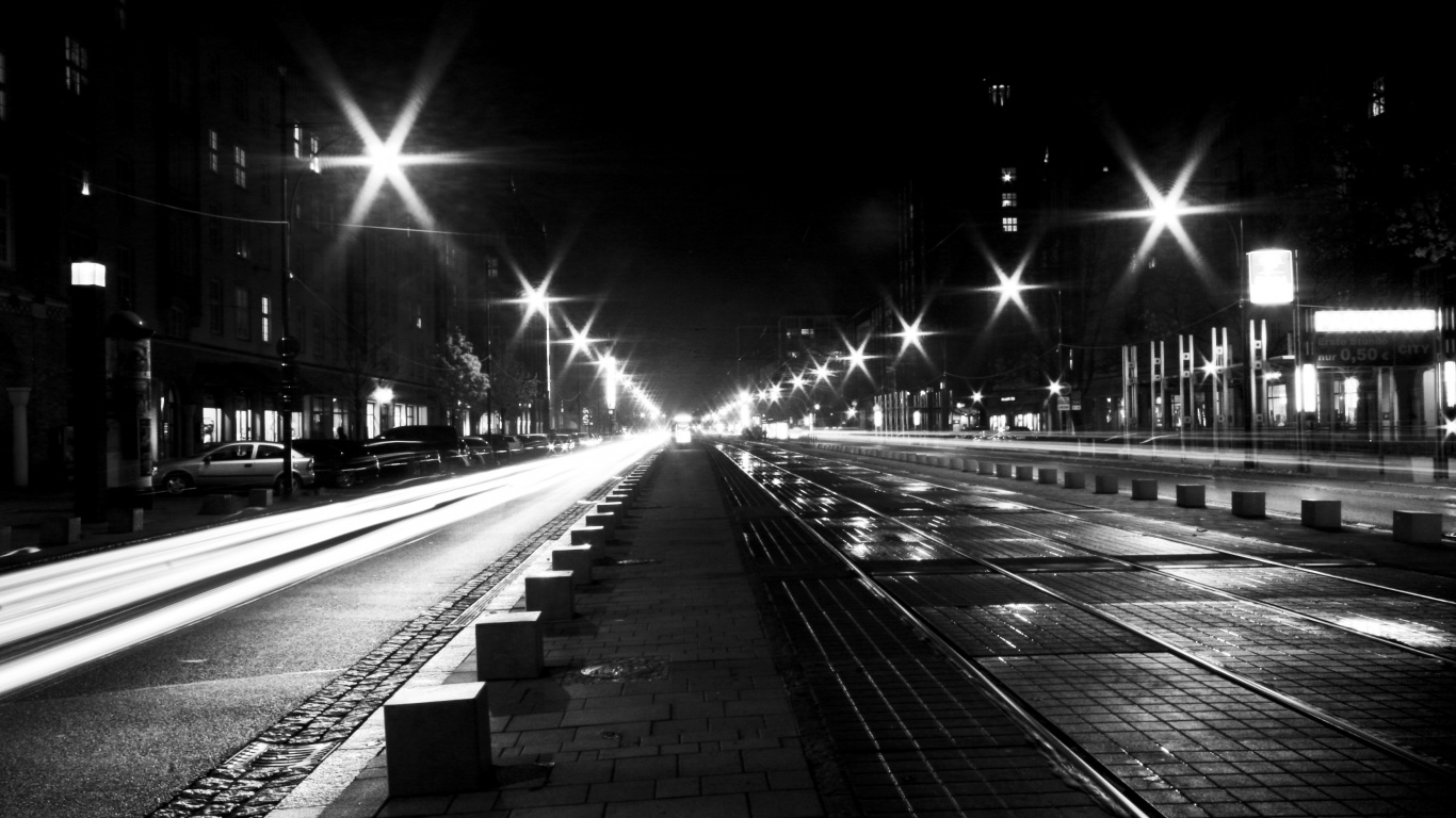 Мгновение на улице ночного города обои