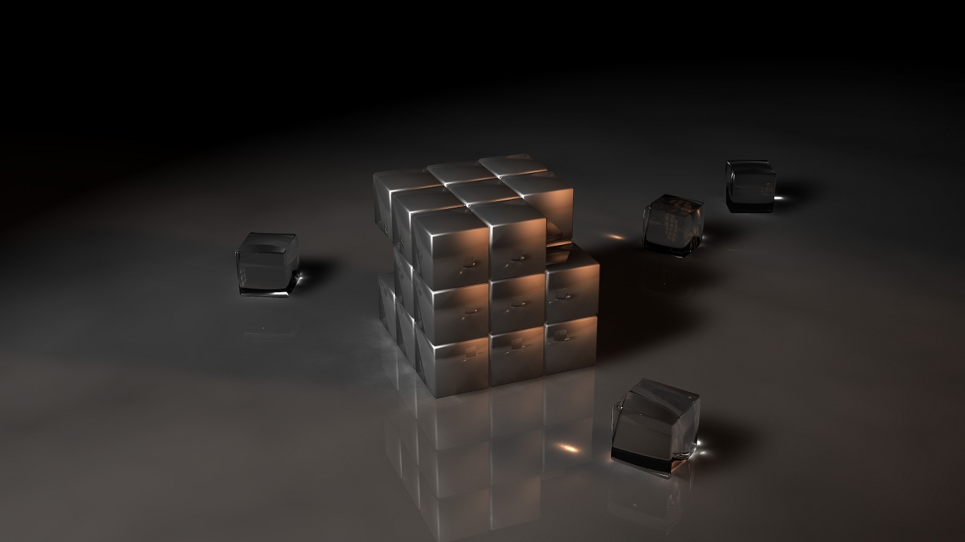 Кубик рубика из стекла обои