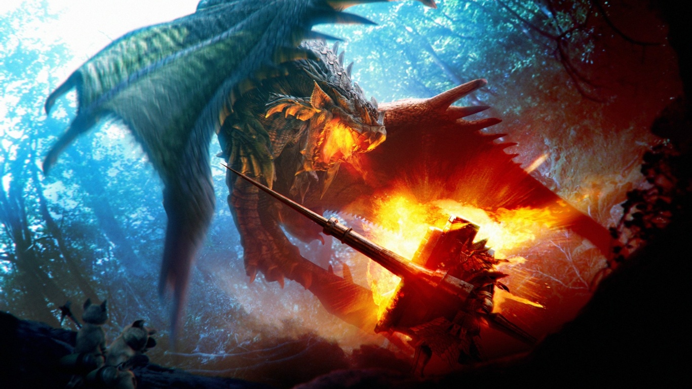 Атакующий дракон обои