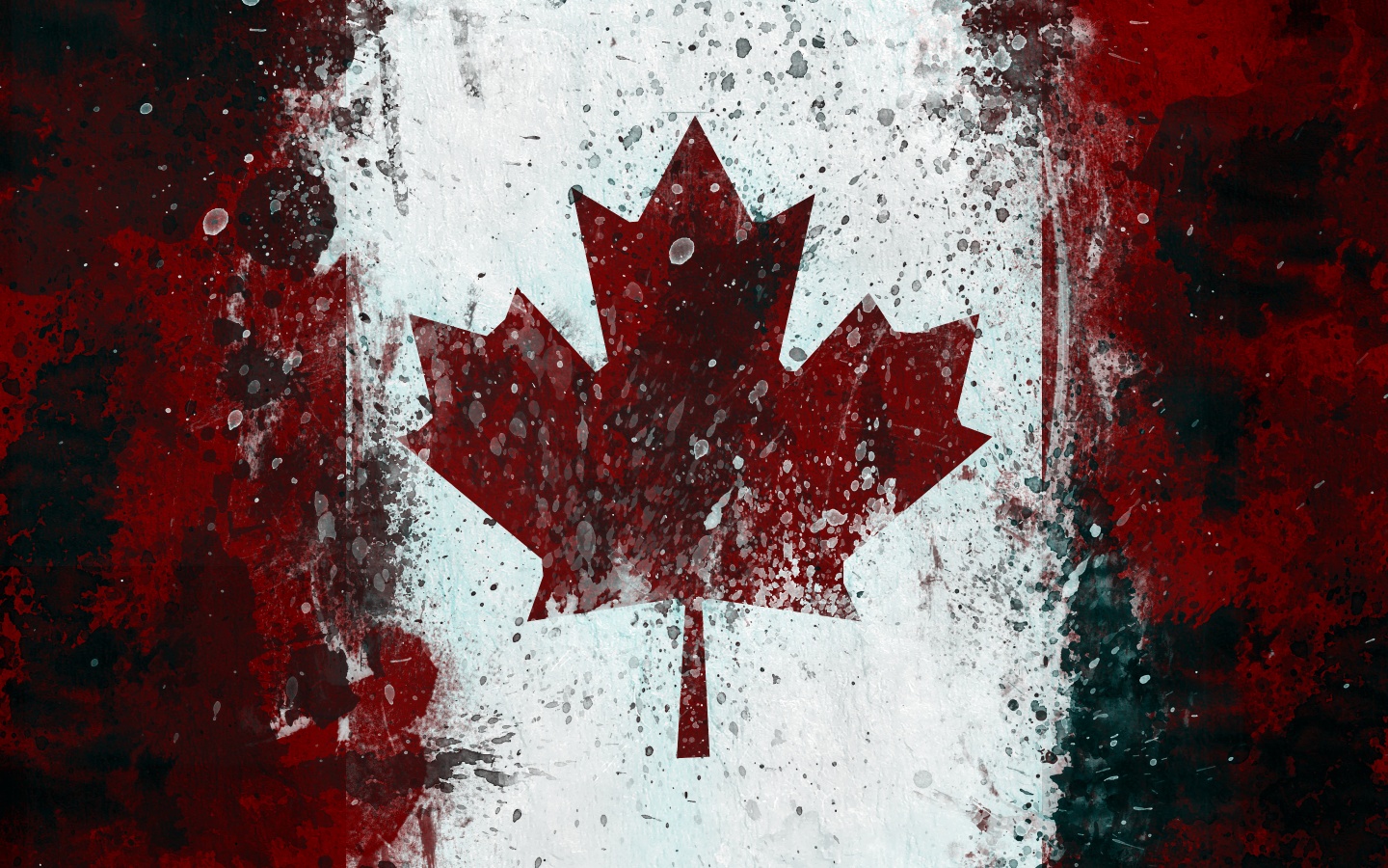Флаг Канады нарисованный краской обои