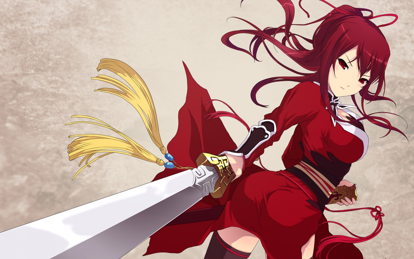 Рыжая девочка с мечем обои