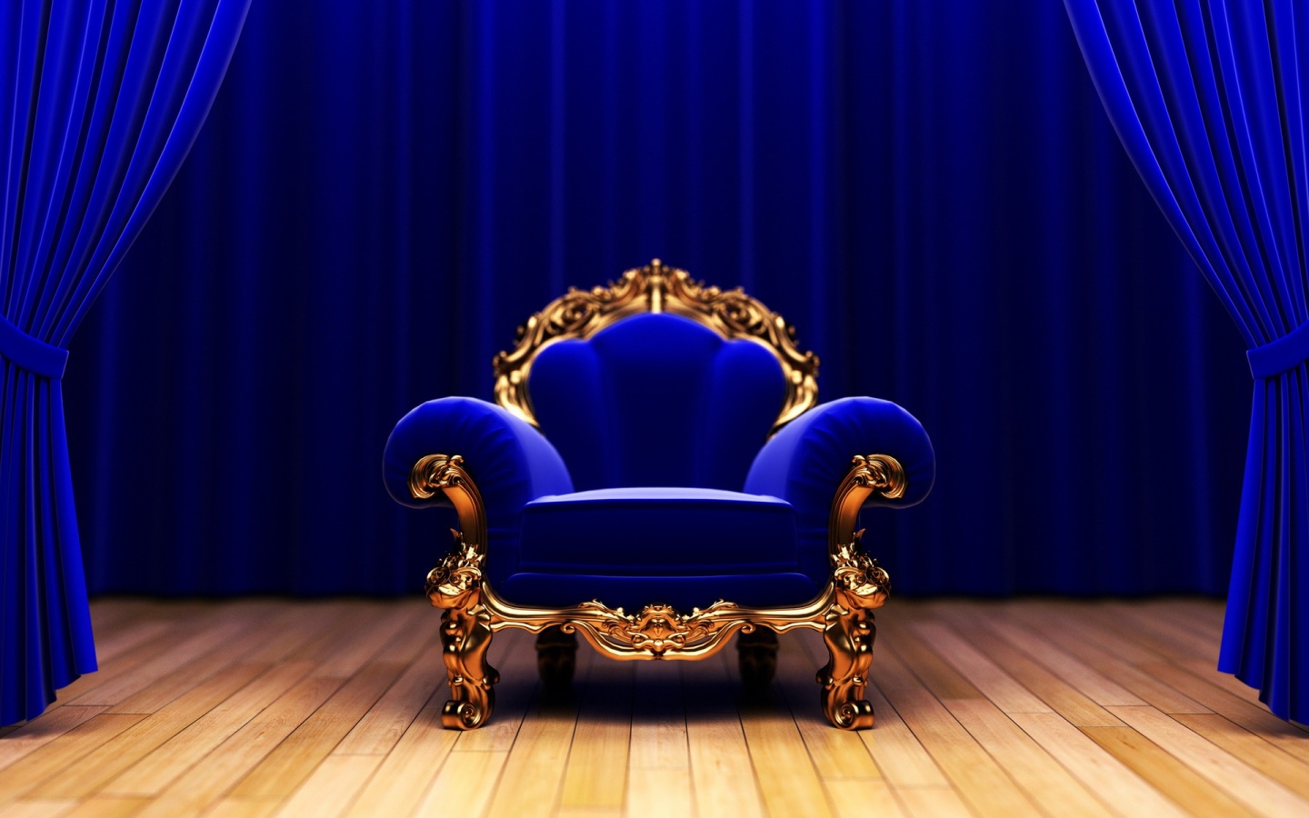 Королевское синее кресло обои