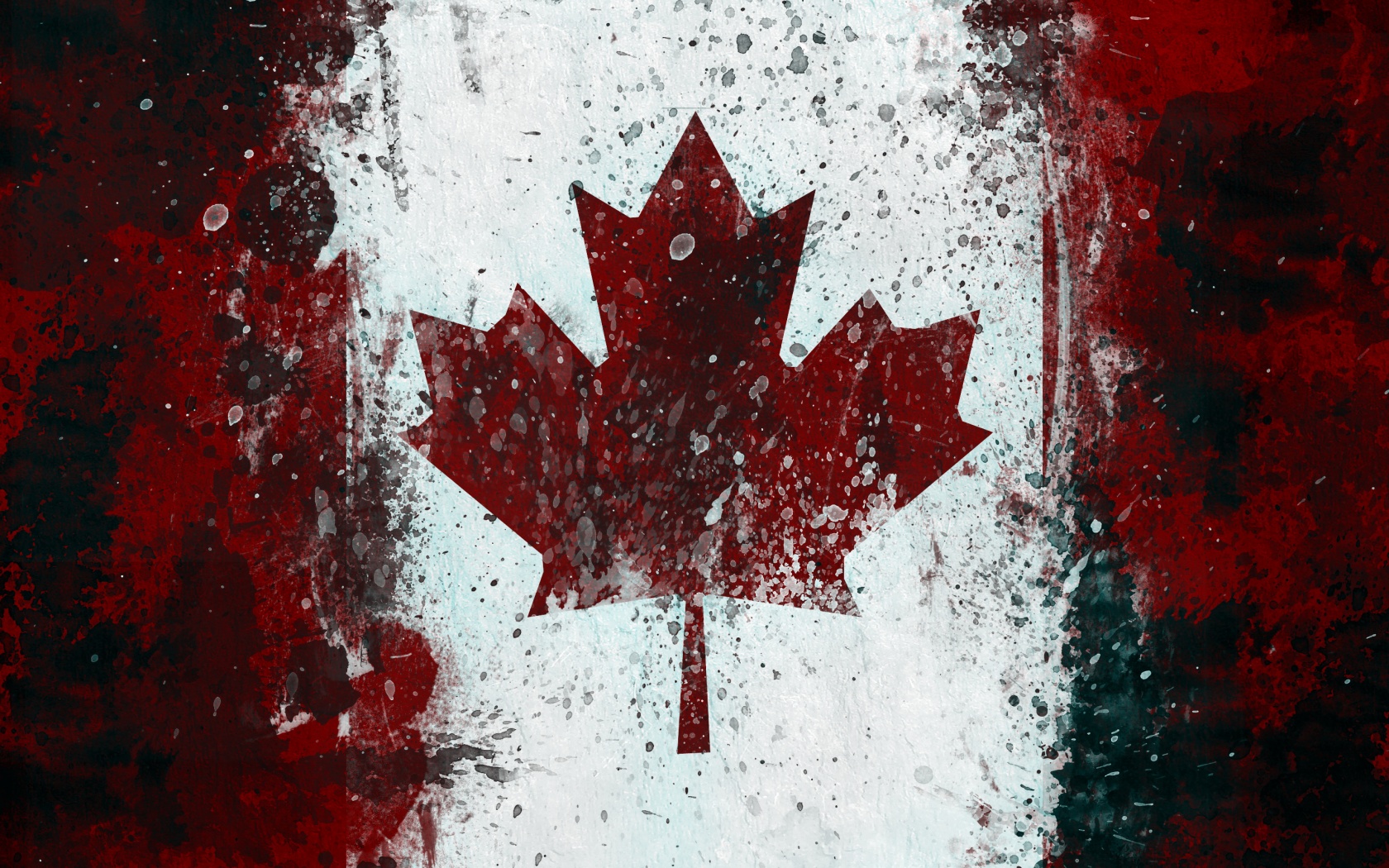 Флаг Канады нарисованный краской обои