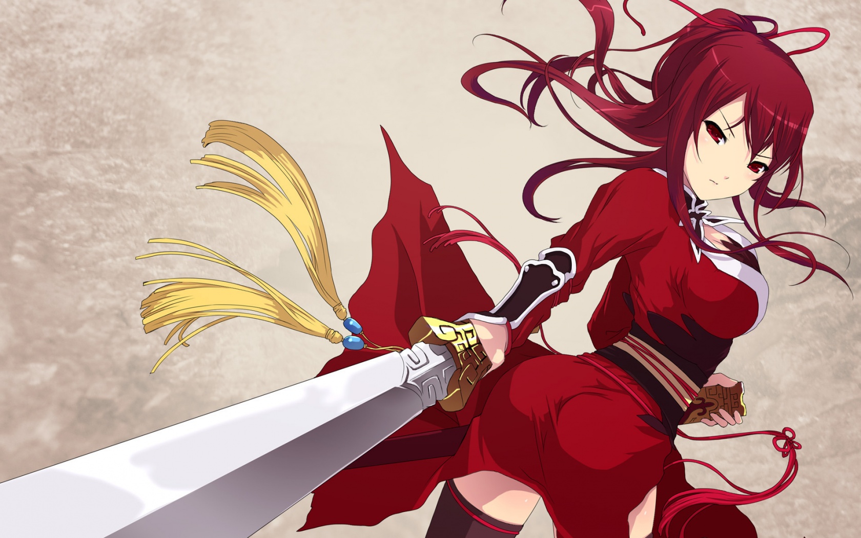 Рыжая девочка с мечем обои