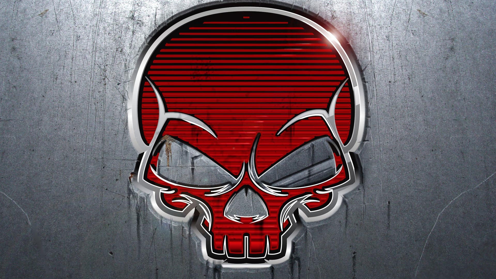 Красный череп лого обои