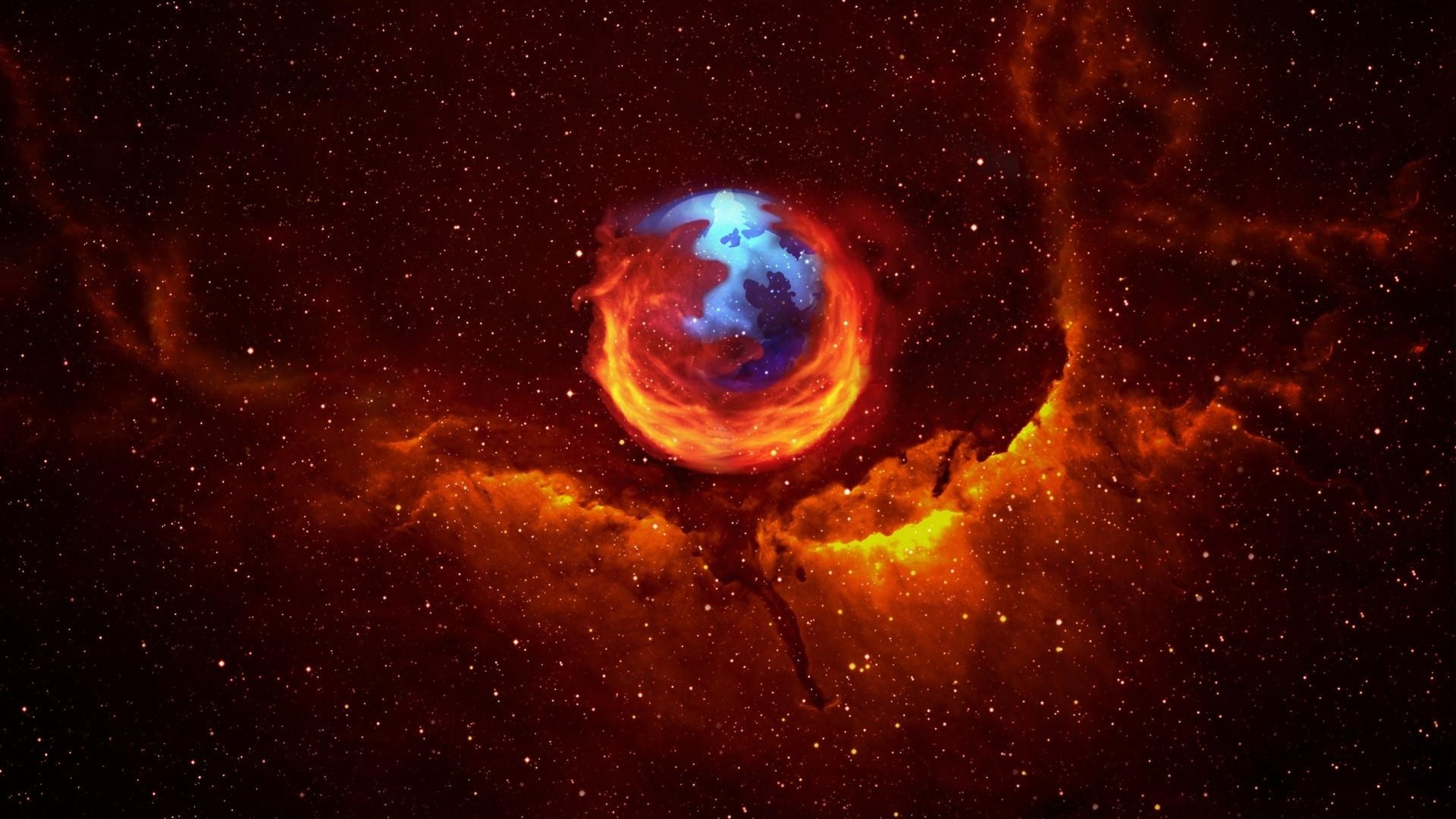 Firefox в космосе обои