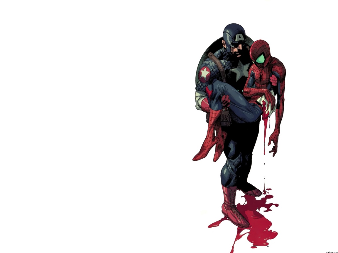 Капитан Америка и раненный Человек-паук обои
