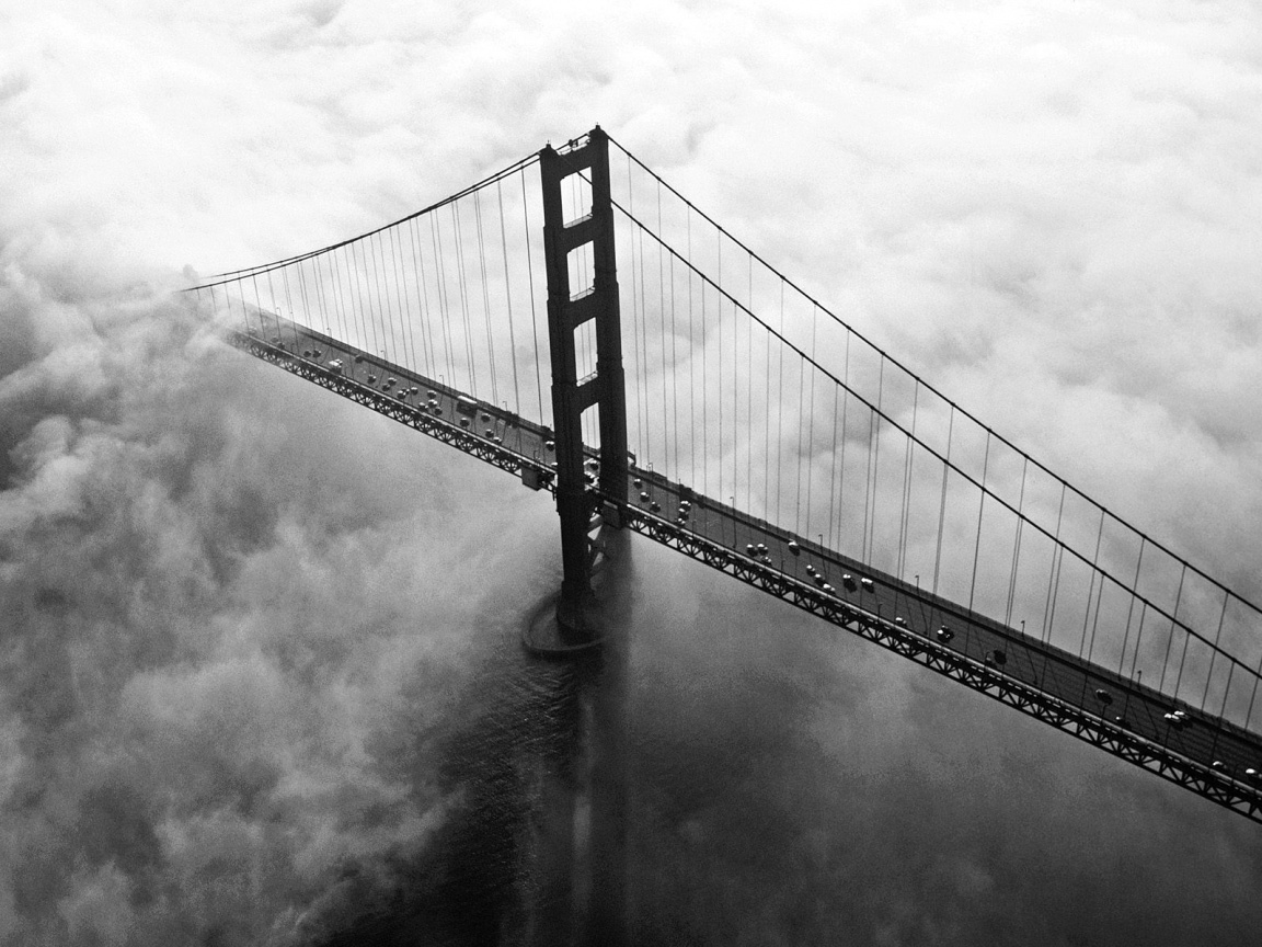 Мост Золотые ворота утопает в тумане обои