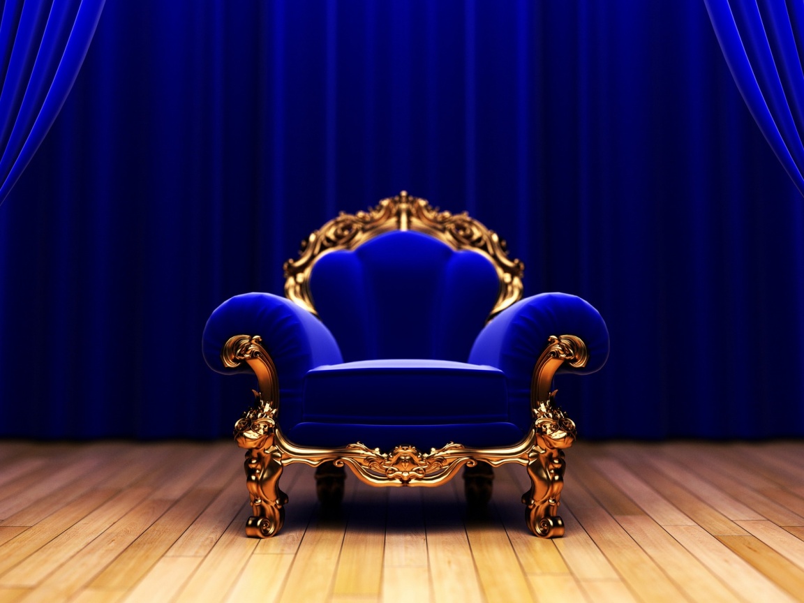 Королевское синее кресло обои
