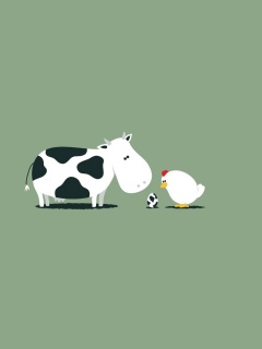 Корова + курица обои
