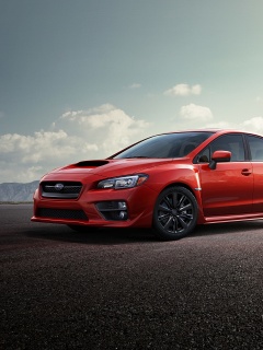 Subaru WRX на пустынной трассе обои