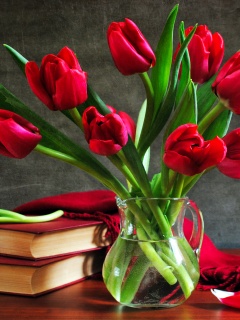 Букет красных тюльпанов обои