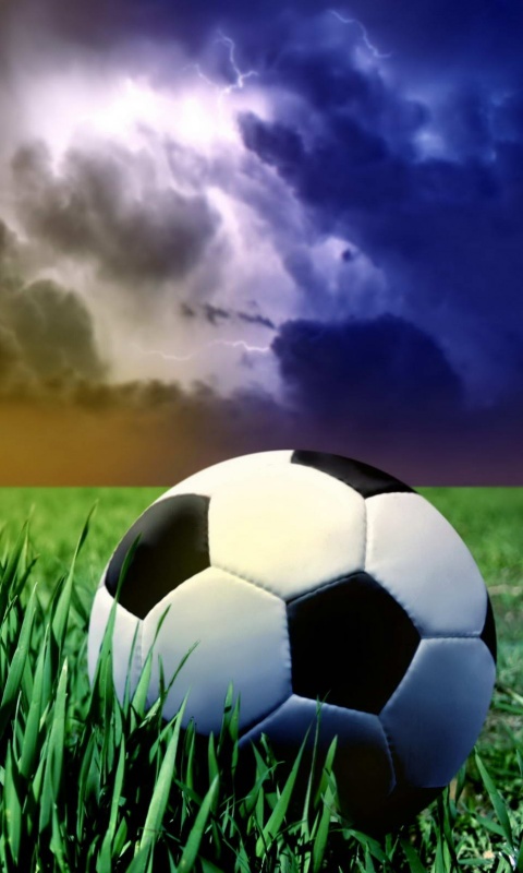 Футбольный мяч на газоне обои