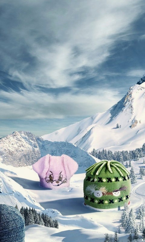 Прикольные шапки на горных вершинах обои