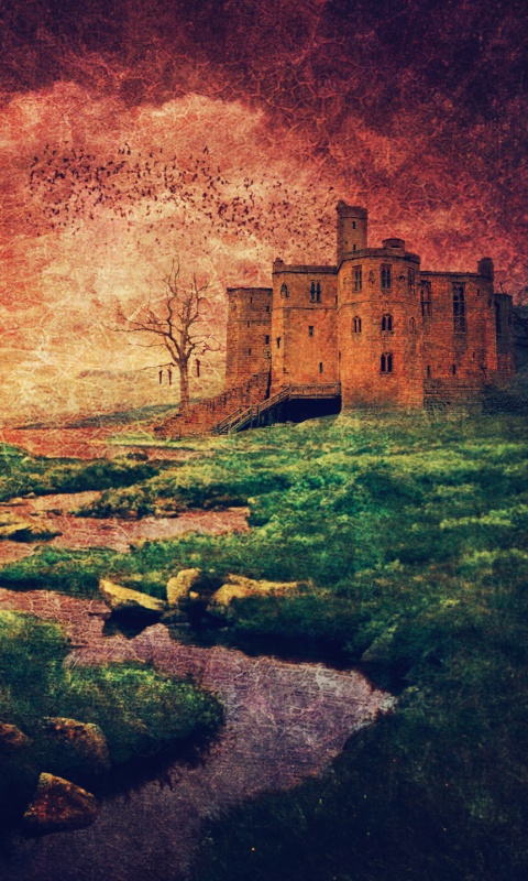 Старинный пейзаж с замком обои