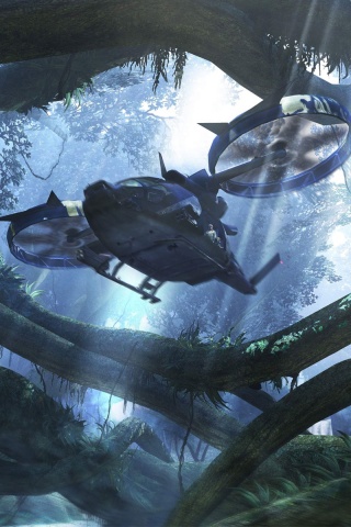 Вертолет в инопланетных джунглях обои