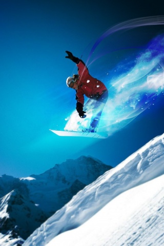 Сноубордист в прыжке обои