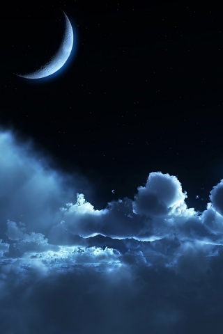 Облака и луна в ночном небе обои