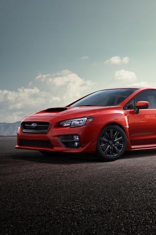 Subaru WRX на пустынной трассе обои