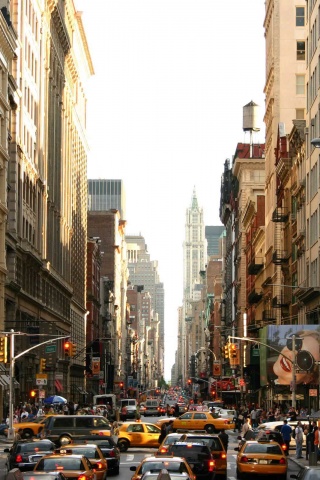 Людная Нью-Йоркская улица обои