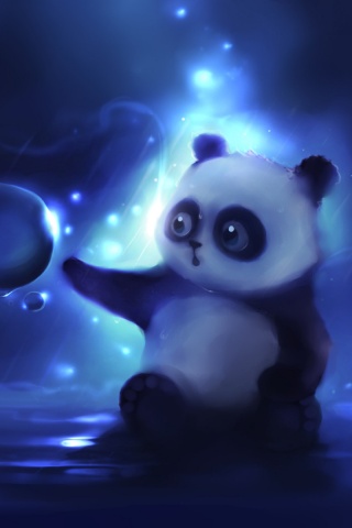 Панда и пузырек обои