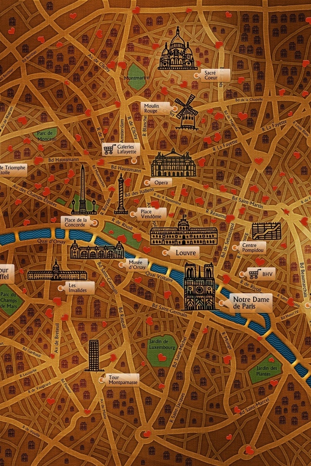 Карта Парижа обои