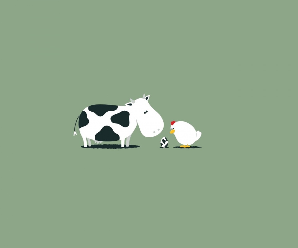 Корова + курица обои