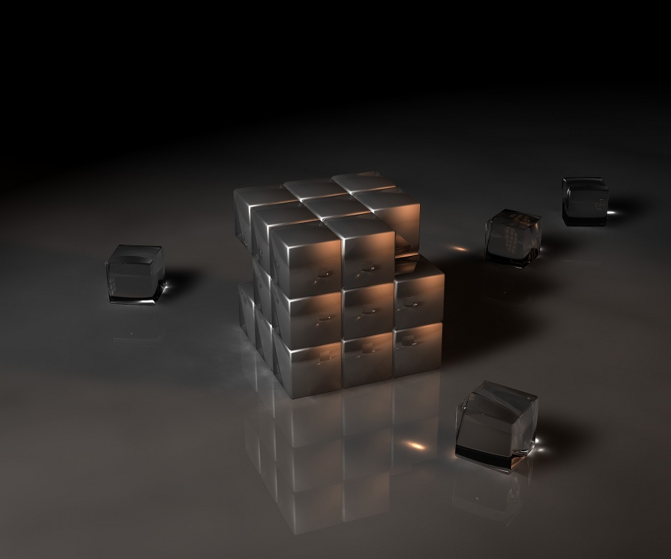 Кубик рубика из стекла обои