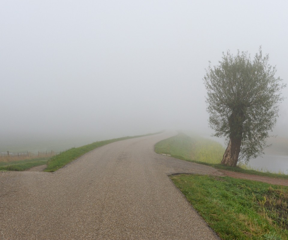 Дорога растворяется в тумане обои