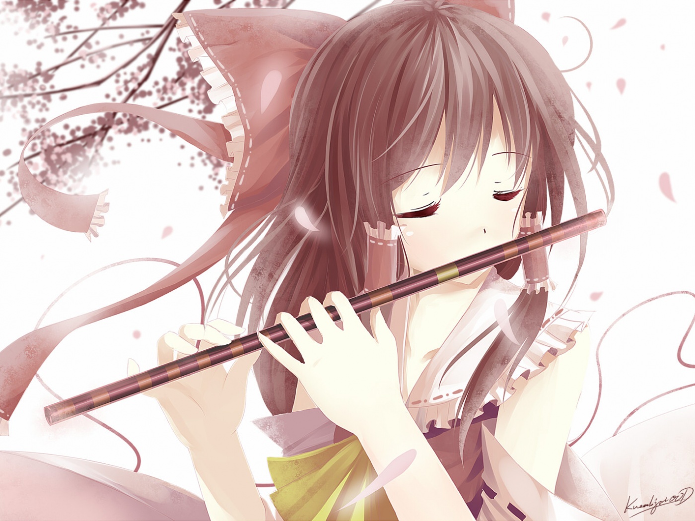 Девочка играет на флейте обои
