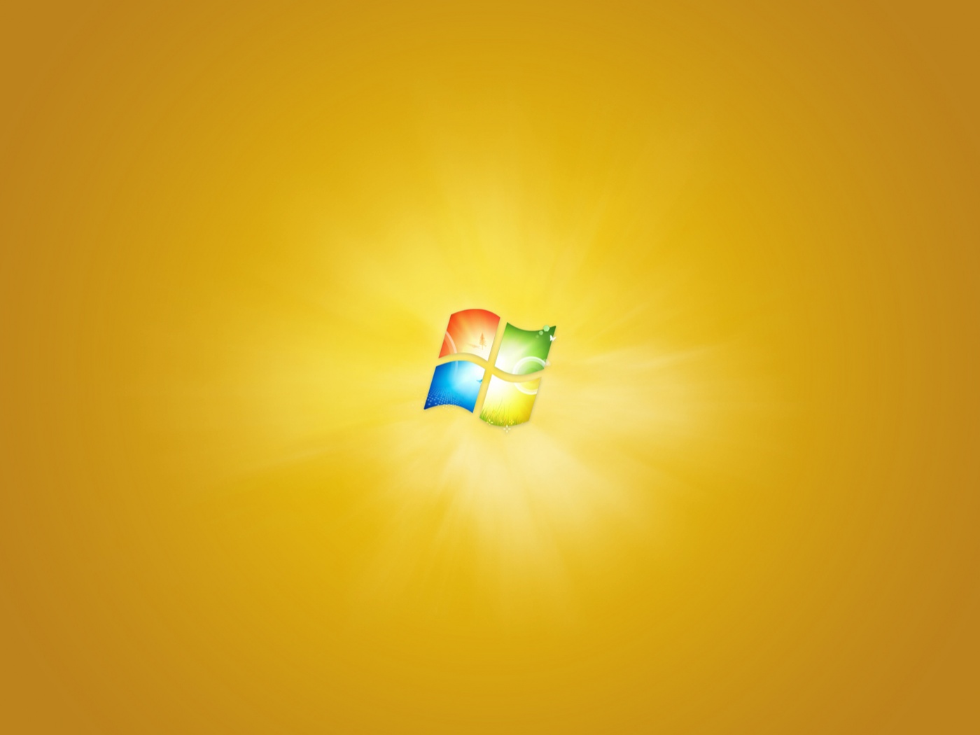 Яркий желтый логотип Windows 7 обои