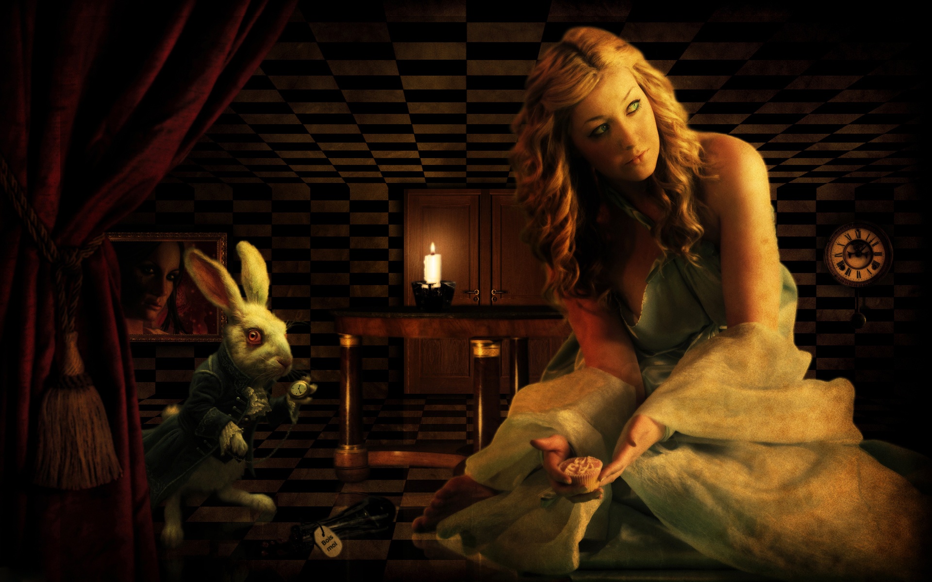 Алиса и белый кролик обои