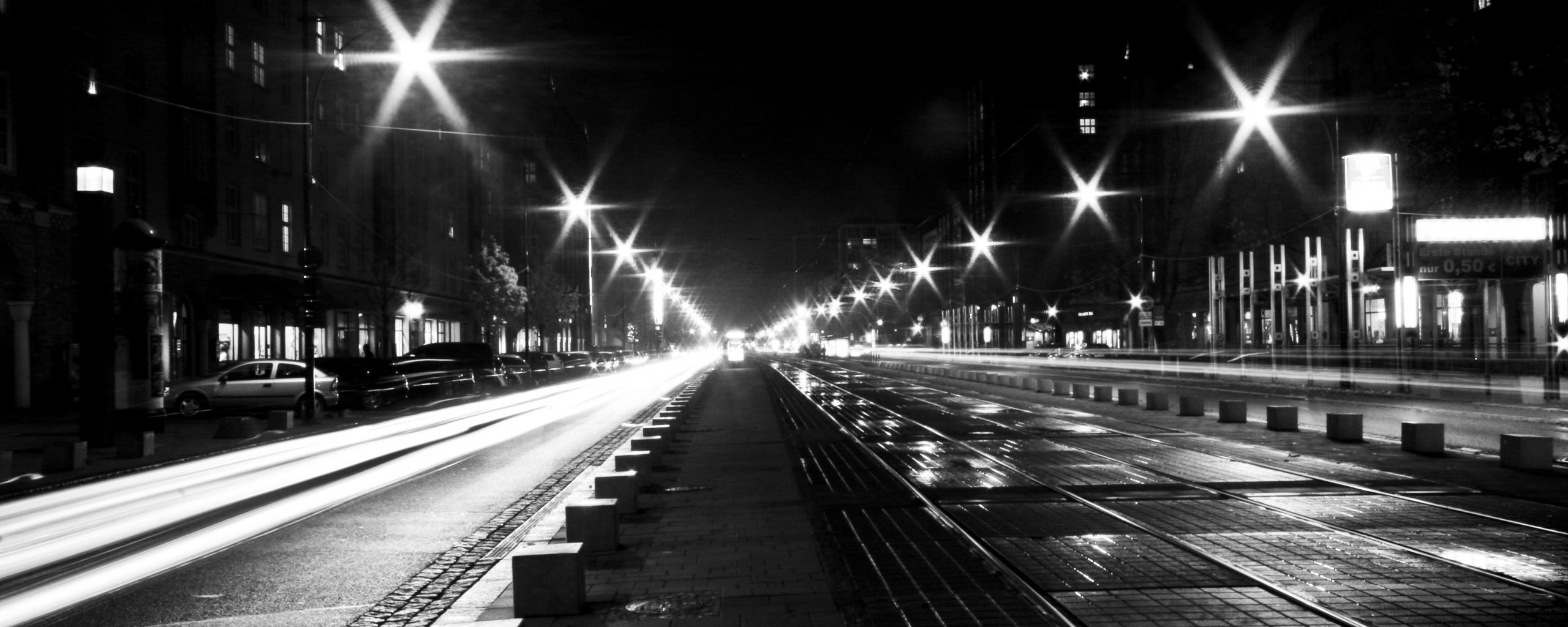 Мгновение на улице ночного города обои